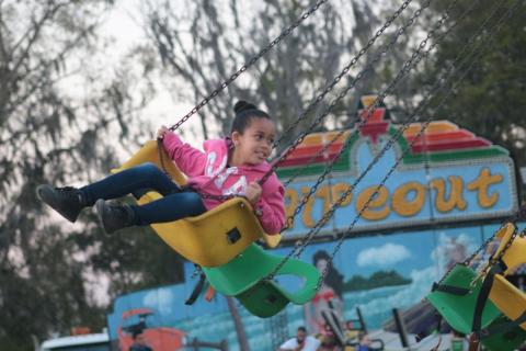 A child enjoys a swing on the midway at a previous year’s Suwannee County Fair. The fair has been canceled for the second straight year. (SUWANNEE DEMOCRAT PHOTO)