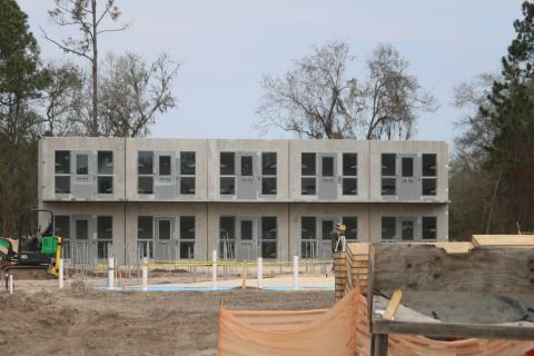 Pre-cast jail cell pods are being installed at the Columbia County Detention Facility as part of a $16 million renovation project at the jail, which will expand the jail’s capacity by more than 200 beds. (TONY BRITT/Lake City Reporter)