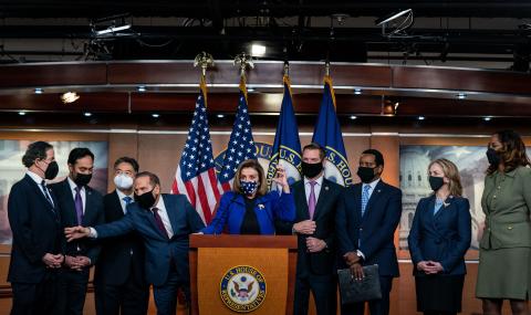 Speaker of the House Nancy Pelosi (D-Calif.) speaks during a news conference on Capitol Hill on Saturday in Washington, D.C. (KENT NISHIMURA/Los Angeles Times/TNS)