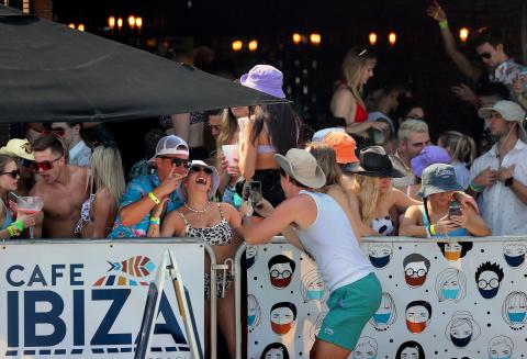 Afternoon partiers crowd the outdoor area of Cafe Ibiza in Fort Lauderdale on Thursday as spring break is starting to ramp up on Fort Lauderdale beach and nearby bars. (MIKE STOCKER/South Florida Sun Sentinel/TNS)