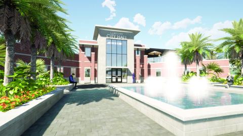 An artist’s rendering of the new Lake City Hall. The city council unanimously approved a proposal Monday night for a smaller new building while utilizing existing structures for city departments. (COURTESY)