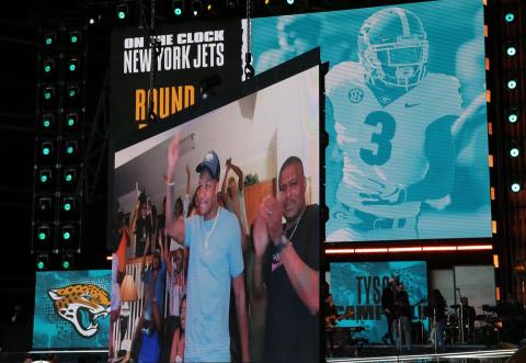 Jacksonville Jaguars selected cornerback Tyson Campbell with the 33rd overall pick in the second round of the 2021 NFL Draft on Friday in Cleveland. (JOHN KUNTZ/cleveland.com/TNS)
