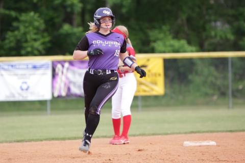 Columbia infielder Reece Chasteen heads toward third base during Friday’s game against Bradford. (BRENT KUYKENDALL/Lake City Reporter)