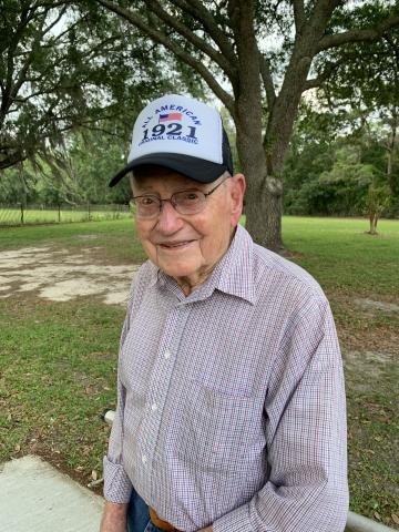 Earl Mills celebrated his birthday with friends and family at Tiger Lake Baptist Church on April 24. The 100-year-old veteran saw action as a member of the 101st Airborne in World War II. (COURTESY)