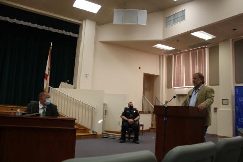 Robby Hollingsworth, a Columbia County commissioner, addressed the Lake City Council on Monday night about the ownership of Olustee Park. The county denied a quitclaim deed last week which would have granted the property to the city. The council announced its desire to retain ownership of the park Monday night. (TONY BRITT/Lake City Reporter)