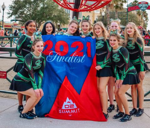 The Suwannee Spirit Crush all-star cheerleading team placed 10th in the nation out of more than 800 all-star teams at the D2 Summit Championship at the Walt Disney World Resort on May 13-15. (COURTESY)