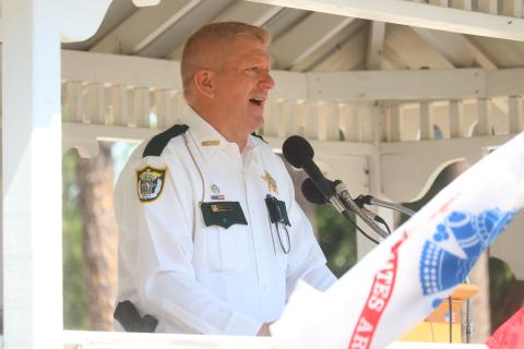 Buddy Williams, Suwannee County’s chief deputy, said the sacrifices America’s service men and women have made are the reason the country can come back stronger and better than before. (JAMIE WACHTER/Lake City Reporter)