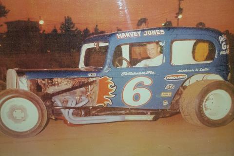 The late Harvey Jones pictured in his dirt track car. His widow, Hazel, said she was touched that there will be a race to honor his memory. (COURTESY)
