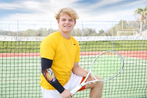 Columbia’s Camrin Wilcoxon is the LCR’s Boys Tennis Player of the Year. (MANDI SLOAN/Special to the Reporter)