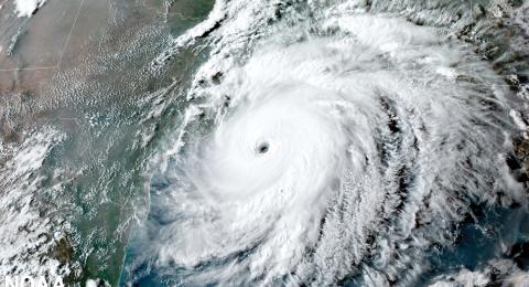 A satellite image of Hurricane Laura on Aug. 26, 2020, as it approached the Gulf Coast. (NOAA)