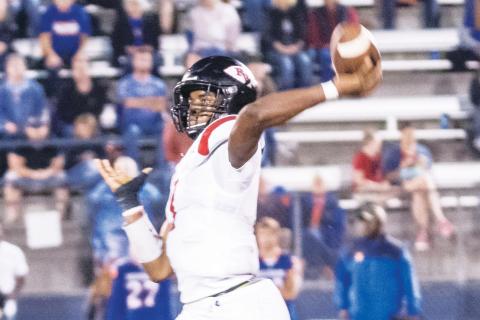 Fort White quarterback Tyler Jefferson throws a pass against Branford during last season’s Region 3-1A quarterfinals. Jefferson transferred to Hawthorne following spring practice for his junior season. (FILE)