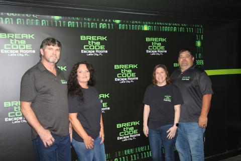 Bruce Register (from left), BJ Register, Nicole Sheldon and William Sheldon said they solved their first escape room six years ago. (JAMIE WACHTER/Lake City Reporter)
