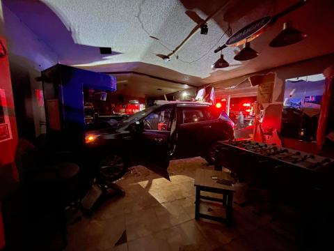 The aftermath at Live Oak Locals after a car crashed through the entrance. (COURTESY/Suwannee Fire Rescue)