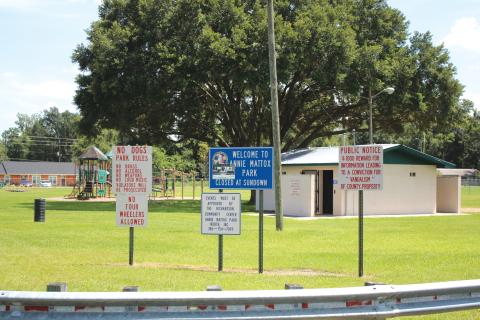 Annie Mattox Park Board President Grover Lewis posted on Facebook Sunday evening that the park would be closed indefinitely after a weekend shooting. (TONY BRITT/Lake City Reporter)