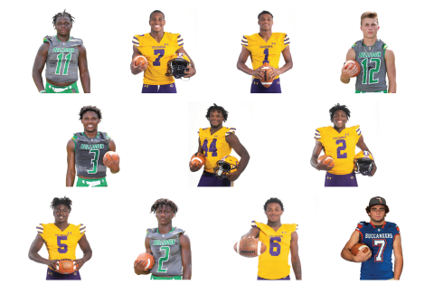 Here is the Lake City Reporter's Super 11 for the 2021 season. TOP ROW: Suwannee LB Andrew Brown, Columbia DE Adeon Farmer, Columbia DB Amare Ferrell, Suwannee WR Camdon Frier. MIDDLE ROW: Suwannee RB Malachi Graham, Columbia LB Bobby Miller, Columbia WR Marcus Peterson. BOTTOM ROW: Columbia LB/DB Jaden Robinson, Suwannee WR/DB Jay Smith, Columbia WR/DB Tray Tolliver, Branford RB Bodhi White. 