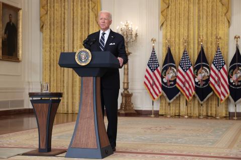 U.S. President Joe Biden delivers remarks on the covid-19 response and the vaccination program in the East Room of the White House on Aug. 18 in Washington, D.C. (ANNA MONEYMAKER/Getty Images/TNS)