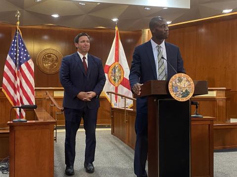 Gov. Ron DeSantis on Tuesday named physician and researcher Joseph Ladapo as state surgeon general. (RYAN DAILEY/News Service of Florida)