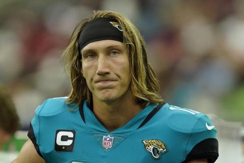 Jacksonville Jaguars quarterback Trevor Lawrence stands on the sidelines during a game against the Houston Texans on Sept. 12 in Houston. The Texans won 37-21. (ERIC CHRISTIAN SMITH/Associated Press)