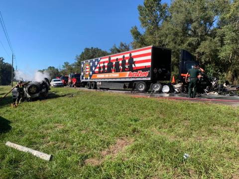 First responders operate on the scene of a head-on collision Tuesday afternoon. (COURTESY)