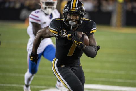 Missouri running back Tyler Badie scores a touchdown against Florida during overtime of Saturday’s game in Columbia, Mo. (L.G. PATTERSON/Associated Press)