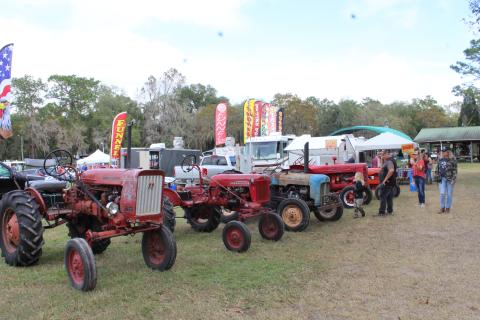 Antique tractors are on display at a previous year’s Old Tyme Farm Days event at the Spirit of the Suwannee Music Park. (COURTESY)