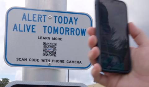 FDOT's pilot project is designed to keep pedestrians safe at crosswalks with the help of QR codes. (COURTESY)