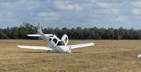A single-engine plane crashed after landing at the Lake City Gateway Airport on Saturday afternoon. The pilot suffered minor injuries. (COURTESY)