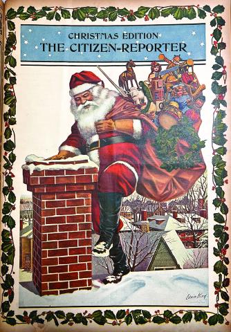 The Christmas edition of the weekly Lake City Citizen-Reporter on Dec. 15, 1916, featured a full-color drawing of Santa Claus readying to deliver some toys to children. The full-page color drawing was sponsored by the East Coast Lumber Company, one of the largest employers in the community at the time.