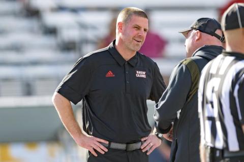 Soon-to-be Florida head coach Billy Napier talks before Louisiana-Lafayette's Sun Belt Conference championship game against Appalachian State on Saturday in Lafayette, La. (MATTHEW HINTON/Associated Press)