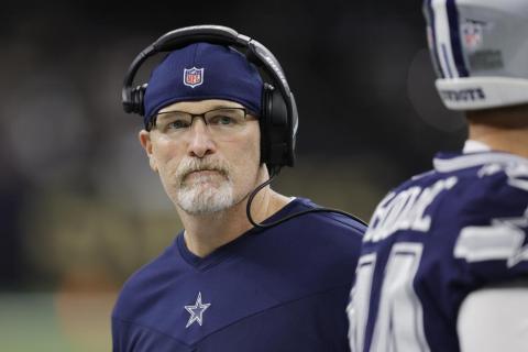 Dallas Cowboys acting head coach Dan Quinn walks the sidelines during a game against the New Orleans Saints on Dec. 2 in New Orleans. (BRETT DUKE/Associated Press)