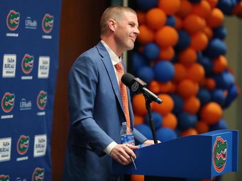 Billy Napier speaks during a press conference at Ben Hill Griffin Stadium on the campus of the University of Florida in Dec. 5 in Gainesville. (STEPHEN M. DOWELL/Orlando Sentinel/TNS)