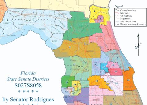 A proposed senate district map from Sen. Ray Rodrigues shows how Columbia and Suwannee Counties could be drawn. (COURTESY)