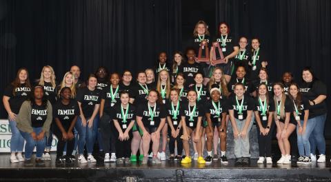 Suwannee’s girls weightlifting team poses with the District 4-1A trophy on Friday. (PAUL BUCHANAN/Special to the Reporter)