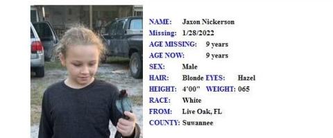 A 9-year-old boy from Suwannee County has been reported missing.