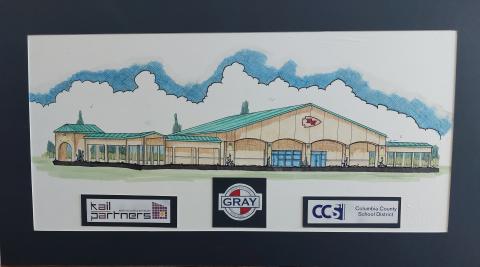 An artist rendering of the Fort White High School auditorium. Originally part of the plans for FWHS, the auditorium is finally coming to fruition more than 20 years later. (COURTESY)