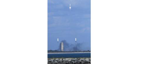 Astra’s Rocket 3.3 lifts off from Cape Canaveral Space Force Station, Fla., on Thursday, Feb. 10, 2022. This is the first launch from the Space Coast for the company. Rocket 3.3, carrying four small satellites for NASA, failed shortly after liftoff. (CRAIG BAILEY/Florida Today/Associated Press)