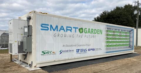 The 40-foot-long shipping container sits on the grounds of the NFREC-Suwannee Valley. (COURTESY)