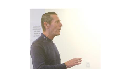 George Hudson, who lives near Lake Montgomery, speaks with the TDC board Wednesday. (JAMIE WACHTER/Lake City Reporter)
