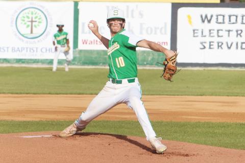 Suwannee pitcher Carstone Palmer throws a pitch against Valdosta on March 22. A tough schedule has benefitted the Bulldogs this season as they sit ranked first in Region 1-4A. (PAUL BUCHANAN/Special to the Reporter)