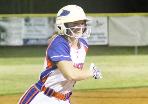 Branford outfielder Evie Pitts rounds third base after hitting a 2-run home run against Columbia on Monday. (MORGAN MCMULLEN/Lake City Reporter)