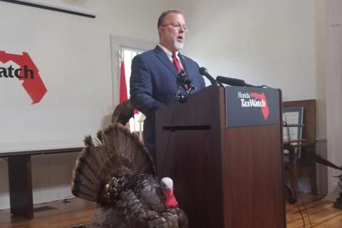 Tony Carvajal, executive vice president of Florida TaxWatch, discusses budget  “turkeys.” (JIM TURNER/News Service of Florida)
