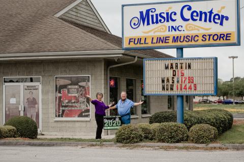 The Music Center in Live Oak will be closing later this spring as owner Sheila Burnham (left) and sales manager Ken Dolingo plan to retire. Burnham has owned the store for 43 years. (SHELLY WILLIAMS PHOTOGRAPHY)