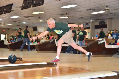 Bill Frye, the president of the Florida Sheriffs Youth Ranches, takes his turn during the 2018 Fins and Pins event at Lake City Bowl. (FILE)