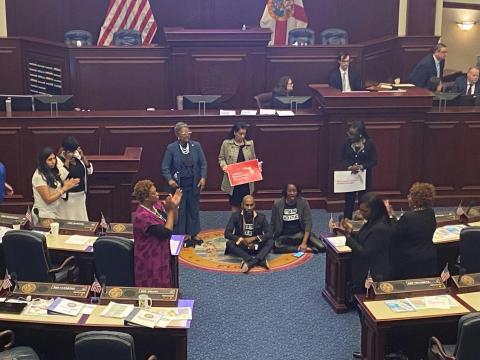 Democratic House members protested a congressional redistricting plan Thursday. (RYAN DAILEY/News Service of Florida)