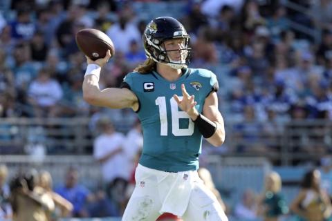 Jacksonville Jaguars quarterback Trevor Lawrence (16) throws a pass against the Indianapolis Colts on Jan. 9 in Jacksonville. (AP File)