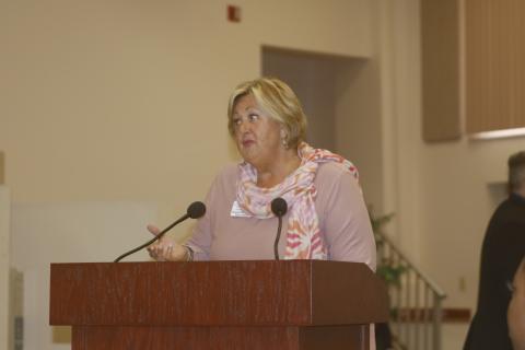 Suzanne Edwards with Catholic Charities asked the commissioners to consider changes to help senior citizens with individual assistance. (JAMIE WACHTER/Lake City Reporter)