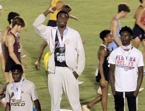 Columbia's Seth Stockton placed second in the triple jump at the Class 3A state meet on Friday. (COURTESY)