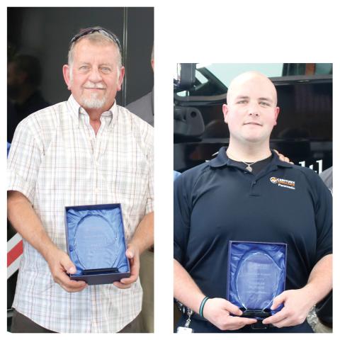 Century Ambulance recognized Gary Howard (left) and Thomas Stinson for their work the past year. (TONY BRITT/Lake City Reporter)