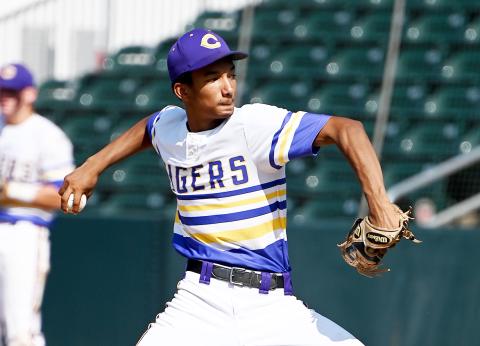 Columbia pitcher Brayden Thomas pitches against Eau Gallie during Thursday's Class 5A state semifinal. (CHRIS TILLEY/Special to the Reporter)