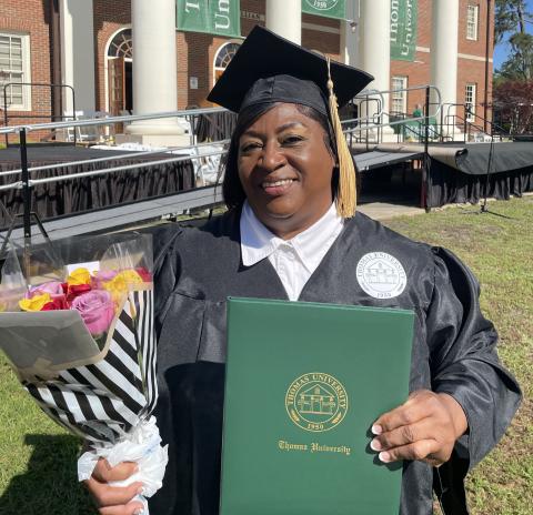 At the age of 62, Lake City native Erma Harris-Morris reached her longtime goal of earning a bachelor’s degree in Social Work from Thomas University this month. (COURTESY)